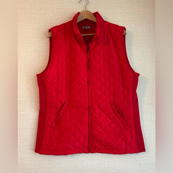 Bienzoe Red Quilted Casual Zip Vest XL Lightweight Packable Sleeveless Jacket - Picture 8 of 14